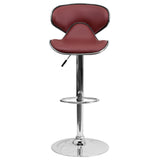 English Elm Contemporary Cozy Mid-Back Vinyl Adjustable Height Barstool with Chrome Base