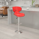 English Elm Contemporary Cozy Mid-Back Vinyl Adjustable Height Barstool with Chrome Base