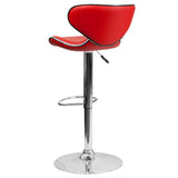 English Elm Contemporary Cozy Mid-Back Vinyl Adjustable Height Barstool with Chrome Base