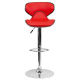 English Elm Contemporary Cozy Mid-Back Vinyl Adjustable Height Barstool with Chrome Base