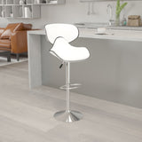 English Elm Contemporary Cozy Mid-Back Vinyl Adjustable Height Barstool with Chrome Base