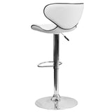 English Elm Contemporary Cozy Mid-Back Vinyl Adjustable Height Barstool with Chrome Base