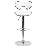 English Elm Contemporary Cozy Mid-Back Vinyl Adjustable Height Barstool with Chrome Base