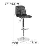 English Elm Contemporary Vinyl Adjustable Height Barstool with Embellished Stitch Design and Chrome Base