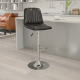 Modern Vinyl Barstool with Embellished Stitching & Chrome Base