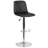 English Elm Contemporary Vinyl Adjustable Height Barstool with Embellished Stitch Design and Chrome Base