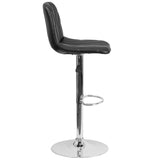 English Elm Contemporary Vinyl Adjustable Height Barstool with Embellished Stitch Design and Chrome Base