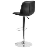 English Elm Contemporary Vinyl Adjustable Height Barstool with Embellished Stitch Design and Chrome Base