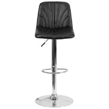 English Elm Contemporary Vinyl Adjustable Height Barstool with Embellished Stitch Design and Chrome Base