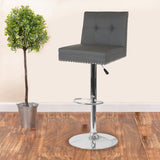 English Elm Contemporary Adjustable Height Barstool with Accent Nail Trim