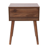 English Elm Mid-Century Modern One Drawer Wood Nightstand, Side Accent or End Table with Soft Close Storage Drawer,