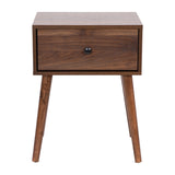 English Elm Mid-Century Modern One Drawer Wood Nightstand, Side Accent or End Table with Soft Close Storage Drawer,