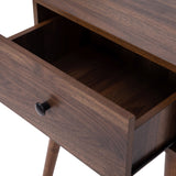 English Elm Mid-Century Modern One Drawer Wood Nightstand, Side Accent or End Table with Soft Close Storage Drawer,