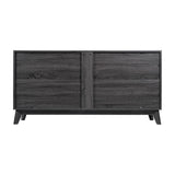 English Elm Mid-Century Modern 60 Inch 4 Door Storage Buffet Sideboard, 4 Soft Close Doors, Adjustable Shelves, TV Stand for up to 64" TV's,