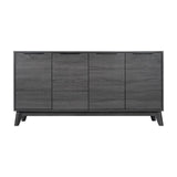 English Elm Mid-Century Modern 60 Inch 4 Door Storage Buffet Sideboard, 4 Soft Close Doors, Adjustable Shelves, TV Stand for up to 64" TV's,