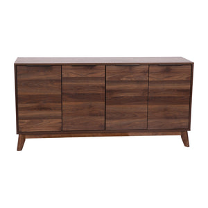 English Elm Mid-Century Modern 60 Inch 4 Door Storage Buffet Sideboard, 4 Soft Close Doors, Adjustable Shelves, TV Stand for up to 64" TV's,