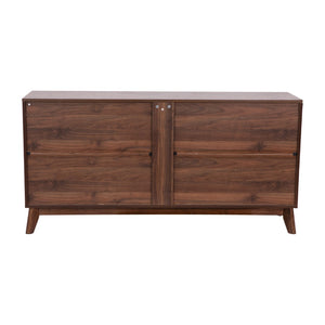 English Elm Mid-Century Modern 60 Inch 4 Door Storage Buffet Sideboard, 4 Soft Close Doors, Adjustable Shelves, TV Stand for up to 64" TV's,