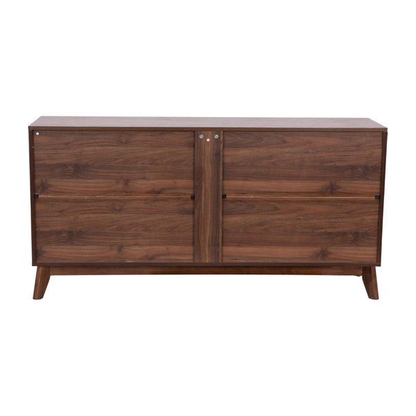 English Elm Mid-Century Modern 60 Inch 4 Door Storage Buffet Sideboard, 4 Soft Close Doors, Adjustable Shelves, TV Stand for up to 64" TV's,