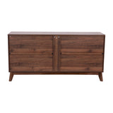 English Elm Mid-Century Modern 60 Inch 4 Door Storage Buffet Sideboard, 4 Soft Close Doors, Adjustable Shelves, TV Stand for up to 64" TV's,