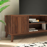 English Elm Mid-Century Modern TV Stand in Walnut for up to 64 inch TV's - 60 Inch Media Center with Adjustable Center Shelf and Dual Soft Close Doors