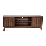 English Elm Mid-Century Modern TV Stand in Walnut for up to 64 inch TV's - 60 Inch Media Center with Adjustable Center Shelf and Dual Soft Close Doors