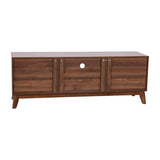 English Elm Mid-Century Modern TV Stand in Walnut for up to 64 inch TV's - 60 Inch Media Center with Adjustable Center Shelf and Dual Soft Close Doors