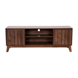 English Elm Mid-Century Modern TV Stand in Walnut for up to 64 inch TV's - 60 Inch Media Center with Adjustable Center Shelf and Dual Soft Close Doors