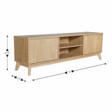 English Elm Mid-Century Modern TV Stand in for 65+ Inch TV's - 70 Inch Media Center with Adjustable Center Shelf and Dual Soft Close Doors