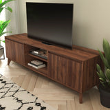 English Elm Mid-Century Modern TV Stand in Walnut for 65+ Inch TV's - 70 Inch Media Center with Adjustable Center Shelf and Dual Soft Close Doors