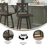 English Elm Commercial Grade Commercial Grade Solid Wood Modern Farmhouse Swivel Counter Height Barstool