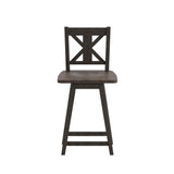 English Elm Commercial Grade Commercial Grade Solid Wood Modern Farmhouse Swivel Counter Height Barstool