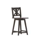 English Elm Commercial Grade Commercial Grade Solid Wood Modern Farmhouse Swivel Counter Height Barstool