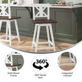 English Elm Commercial Grade Commercial Grade Solid Wood Modern Farmhouse Swivel Counter Height Barstool in Antique Wash with Gray Wash Seat