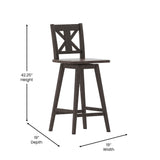 English Elm Commercial Grade Commercial Grade Solid Wood Modern Farmhouse Swivel Bar Height Barstool