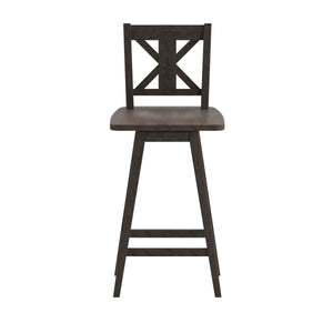 English Elm Commercial Grade Commercial Grade Solid Wood Modern Farmhouse Swivel Bar Height Barstool