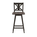 English Elm Commercial Grade Commercial Grade Solid Wood Modern Farmhouse Swivel Bar Height Barstool