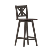 English Elm Commercial Grade Commercial Grade Solid Wood Modern Farmhouse Swivel Bar Height Barstool