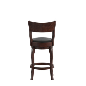 English Elm Commercial Grade Commercial Grade Classic Open Back Swivel Counter Height Pub Barstool with Bowed Wooden Frame and Padded LeatherSoft Seat, Espresso/Black