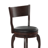 English Elm Commercial Grade Commercial Grade Classic Open Back Swivel Counter Height Pub Barstool with Bowed Wooden Frame and Padded LeatherSoft Seat, Espresso/Black