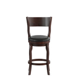 English Elm Commercial Grade Commercial Grade Classic Open Back Swivel Counter Height Pub Barstool with Bowed Wooden Frame and Padded LeatherSoft Seat, Espresso/Black