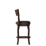 English Elm Commercial Grade Commercial Grade Classic Open Back Swivel Counter Height Pub Barstool with Bowed Wooden Frame and Padded LeatherSoft Seat, Espresso/Black