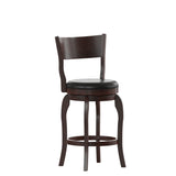 English Elm Commercial Grade Commercial Grade Classic Open Back Swivel Counter Height Pub Barstool with Bowed Wooden Frame and Padded LeatherSoft Seat, Espresso/Black