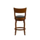 English Elm Commercial Grade Commercial Grade Classic Open Back Swivel Counter Height Pub Barstool with Bowed Wooden Frame and Padded LeatherSoft Seat, Antique Oak/Black