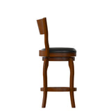 English Elm Commercial Grade Commercial Grade Classic Open Back Swivel Counter Height Pub Barstool with Bowed Wooden Frame and Padded LeatherSoft Seat, Antique Oak/Black