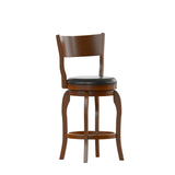 English Elm Commercial Grade Commercial Grade Classic Open Back Swivel Counter Height Pub Barstool with Bowed Wooden Frame and Padded LeatherSoft Seat, Antique Oak/Black