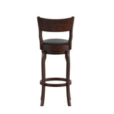 English Elm Commercial Grade Commercial Grade Classic Open Back Swivel Bar Height Pub Barstool with Bowed Wooden Frame and Padded LeatherSoft Seat, Espresso/Black