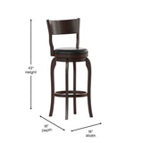 English Elm Commercial Grade Commercial Grade Classic Open Back Swivel Bar Height Pub Barstool with Bowed Wooden Frame and Padded LeatherSoft Seat, Espresso/Black