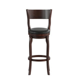 English Elm Commercial Grade Commercial Grade Classic Open Back Swivel Bar Height Pub Barstool with Bowed Wooden Frame and Padded LeatherSoft Seat, Espresso/Black