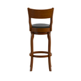 English Elm Commercial Grade Commercial Grade Classic Open Back Swivel Bar Height Pub Barstool with Bowed Wooden Frame and Padded LeatherSoft Seat, Antique Oak/Black