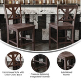 English Elm Commercial Grade - Set of 2 Commercial Grade Solid Wood Modern Farmhouse Counter Height Barstool